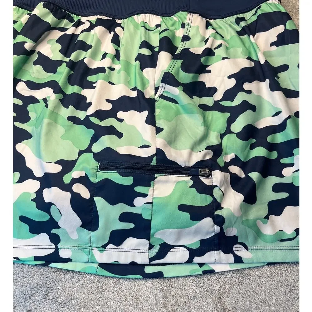 ZUDA Womens Size Small Skort Green/Blue Print Sports Golf Skort Athletic‎